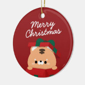かわいいシンプルおもしろいメリークリスマス セラミックオーナメント (左)