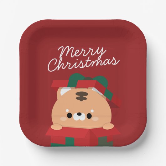 かわいいシンプルおもしろいメリークリスマス ペーパープレート (正面)