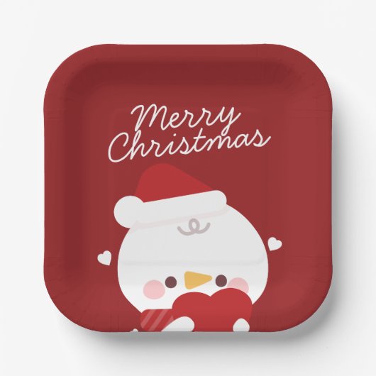 かわいいシンプルおもしろいメリークリスマス ペーパープレート (正面)
