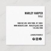 かわいいシンプルおもしろいモダンプロフェッショナル写真 スクエア名刺 (裏面)