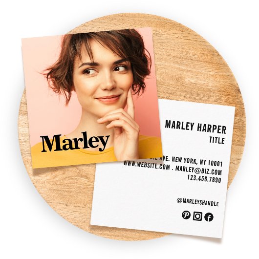 かわいいシンプルおもしろいモダンプロフェッショナル写真 スクエア名刺