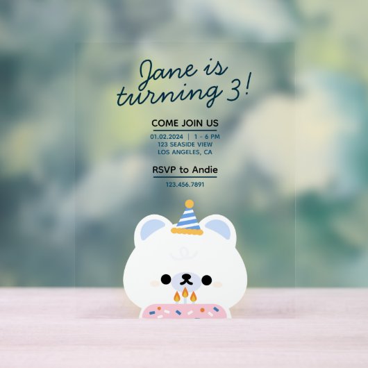 かわいいシンプルおもしろい誕生会 アクリルサイン (ニュートラル)