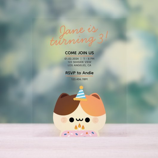 かわいいシンプルおもしろい誕生会 アクリルサイン (ニュートラル)