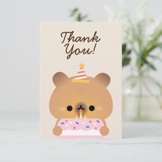 かわいいシンプルおもしろい誕生会 サンキューカード (スタンド正面)