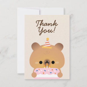 かわいいシンプルおもしろい誕生会 サンキューカード