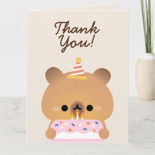かわいいシンプルおもしろい誕生会 サンキューカード