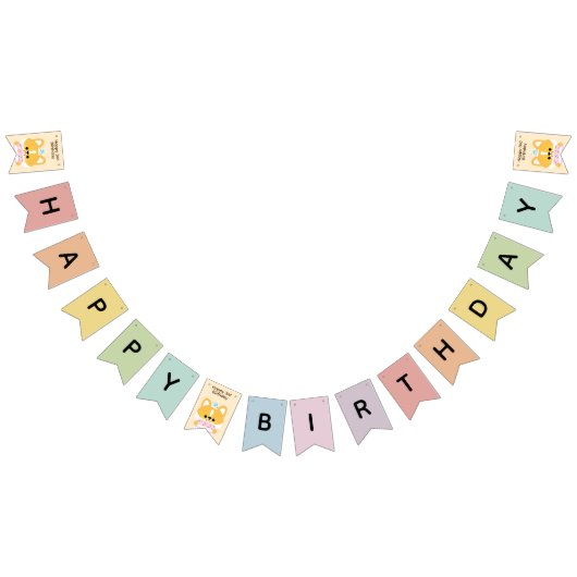 かわいいシンプルおもしろい誕生会 バンティングフラッグ (全)
