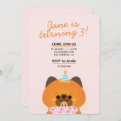 かわいいシンプルおもしろい誕生会 招待状 (正面/裏面)