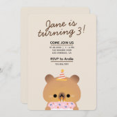 かわいいシンプルおもしろい誕生会 招待状 (正面/裏面)