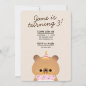 かわいいシンプルおもしろい誕生会 招待状 (正面)