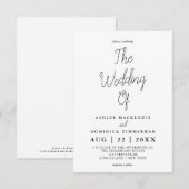 かわいいシンプルなウェディング 招待状 (正面/裏面)