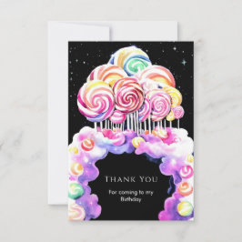 かわいいシンプルなキャンディーランドの誕生日 サンキューカード