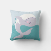 かわいいシンプルなグラフィックのイルカの飛び出す保育園アート クッション (正面)