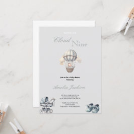 かわいいシンプルなグレー男子ベビーシャワー招待状 招待状