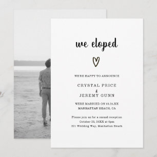 かわいいシンプルなハートの写真 現代の結婚披露宴 招待状