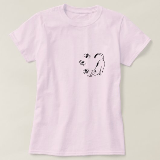 かわいいシンプルなピンクの猫 Tシャツ (デザイン正面)