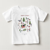 かわいいシンプルな北欧の冬の村のクリスマス ベビーTシャツ (正面)