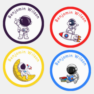 かわいいシンプルな宇宙飛行士のカスタム子供用名前ラベル ラベル