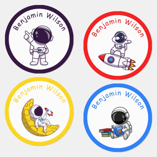 かわいいシンプルな宇宙飛行士のカスタム子供用名前ラベル ラベル (グループ)