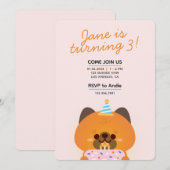 かわいいシンプルな楽しい誕生日パーティー 招待状 (正面/裏面)