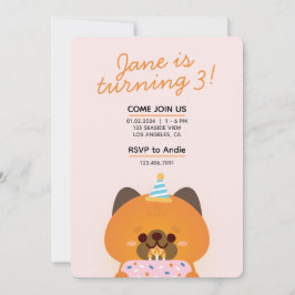 かわいいシンプルな楽しい誕生日パーティー 招待状