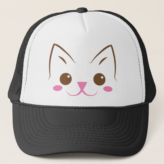 かわいいシンプルな猫の顔そう! キャップ (正面)