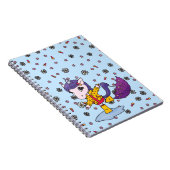 かわいいシンプルな青い花のユニコーンのレインコート ノートブック (右側)