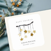 かわいいシンプルイエローニュートラルスターモバイルベビーシャワー スクエアシール