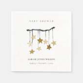 かわいいシンプルイエローニュートラルスターモバイルベビーシャワー スタンダードカクテルナプキン (正面)