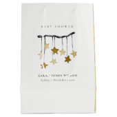 かわいいシンプルイエローニュートラルスターモバイルベビーシャワー ミディアムペーパーバッグ (裏面)