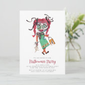 かわいいシンプルウォーターカラーハロウィーン招待状 招待状 (スタンド正面)