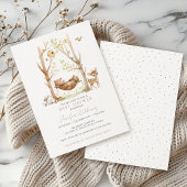 かわいいシンプルウッドランド動物男の赤ちゃんシャワー 招待状