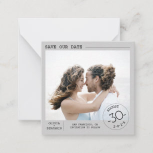 かわいいシンプルエレガントと日付の写真カードを保存 ノートカード