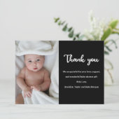 かわいいシンプルカスタムフォト新生児赤ちゃんシャワー サンキューカード (スタンド正面)