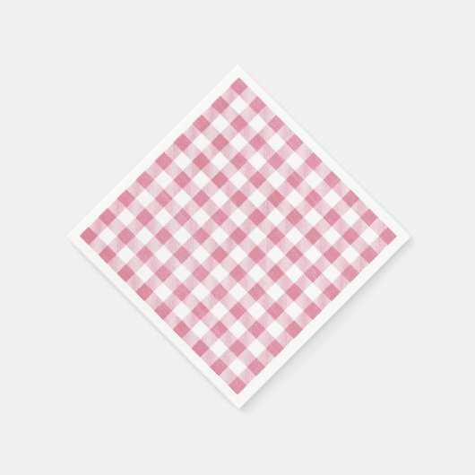 かわいいシンプルガーリープレッピーピンクギンガムチェック スタンダードカクテルナプキン (角)
