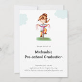 かわいいシンプルガールプレスクール卒業 招待状 (正面)