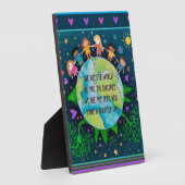 かわいいシンプルキッズワールド引用文カラフルおもしろい フォトプラーク (側面)