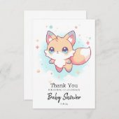 かわいいシンプルキツネベビーシャワー サンキューカード (正面/裏面)