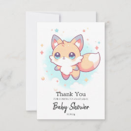 かわいいシンプルキツネベビーシャワー サンキューカード