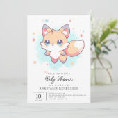 かわいいシンプルキツネベビーシャワー 招待状 (スタンド正面)