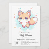 かわいいシンプルキツネベビーシャワー 招待状 (正面/裏面)