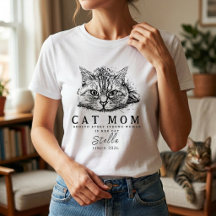 かわいいシンプルキャットマム 女性用 オーダーメイドTシャツ
