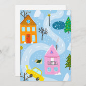 かわいいシンプルクリスマスウィンタースノーフォールホリデーカード シーズンカード (正面/裏面)