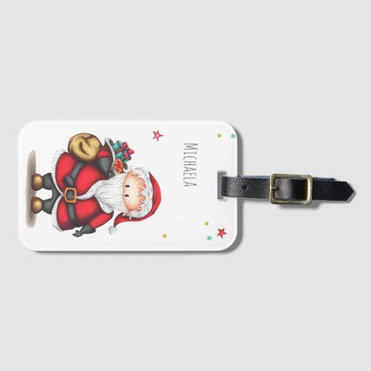かわいいシンプルクリスマスサンタクロース ラゲッジタグ (正面横)