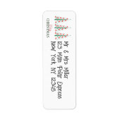 かわいいシンプルクリスマスツリーの飛行機，ミニマリスト ラベル (正面)