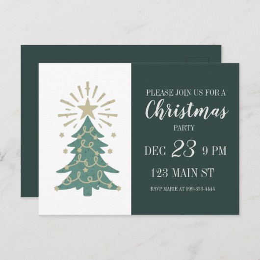 かわいいシンプルクリスマスパーティの招待状はがき ポストカード (正面/裏面)