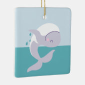 かわいいシンプルグラフィックのクジラ セラミックオーナメント (右)