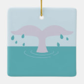 かわいいシンプルグラフィックのクジラ セラミックオーナメント (裏面)