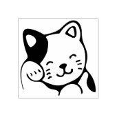 かわいいシンプルグルーミングラッキーキャット ラバースタンプ (インプリント)