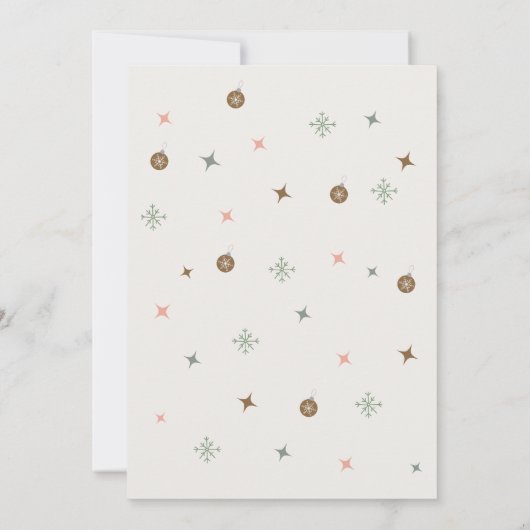 かわいいシンプルコージーウィンターピンクグリーンクリスマスパーティー 招待状 (裏面)